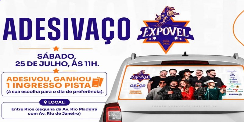 ADESIVAÇO: Ação da Expovel 2026 distribui ingressos para participantes neste sábado