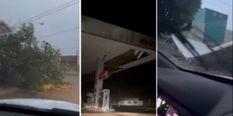  EM PIMENTEIRAS: Temporal com granizo derruba árvores, causa apagão e danifica posto 